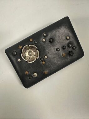 Coach Limited Turn-Lock Leather Rose Stud Card Holder 4*2.75”